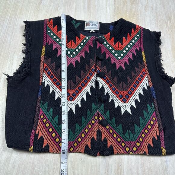 Artes Tipicas Tecum Black Multi Color Embroidered Southwest 90s Vest Medium - Picture 11 of 11